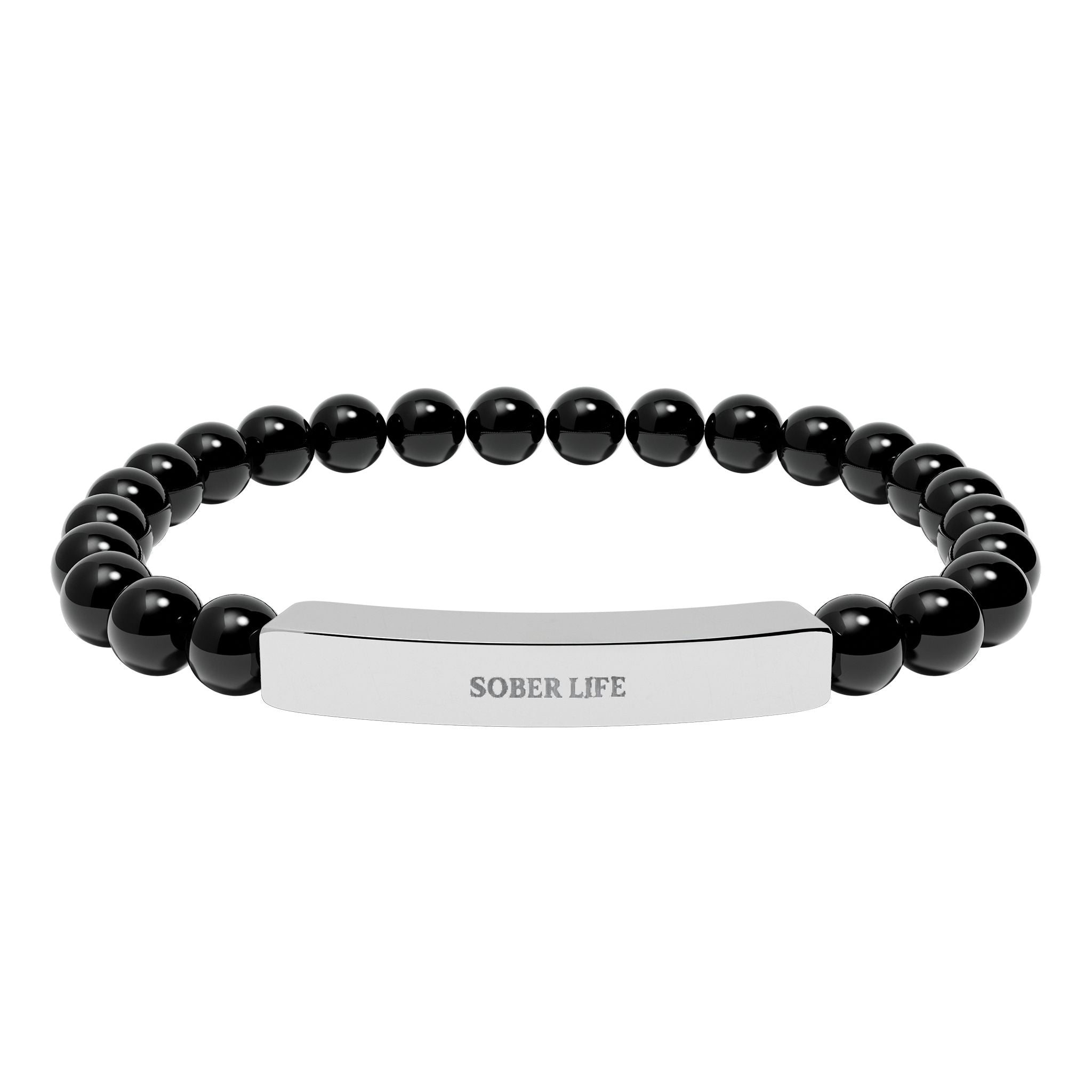 Engravable Natural Stone Stretch Bar Bracelet – Personalized Beaded Bracelet
