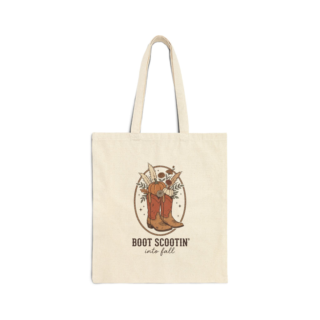 Boot Scootin' Pumpkin Tote | Fall Pumpkin Western Canvas Tote