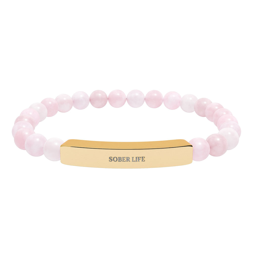 Engravable Natural Stone Stretch Bar Bracelet – Personalized Beaded Bracelet