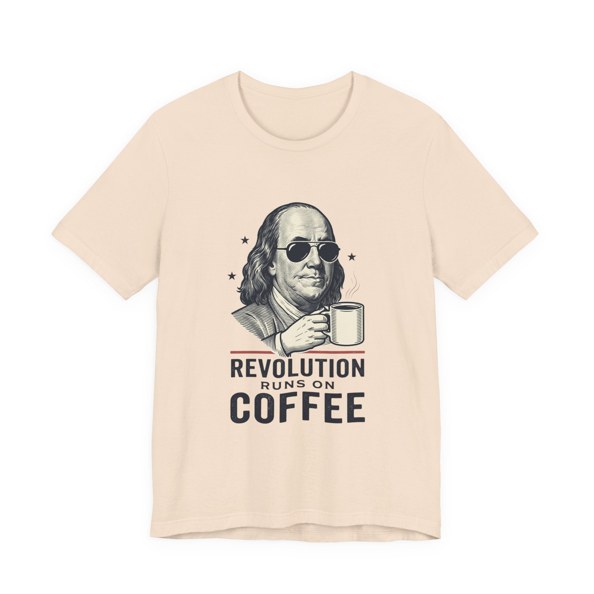 Revolution Runs on Coffee Tee | Founding Daddies, Vintage Patriotic Humor