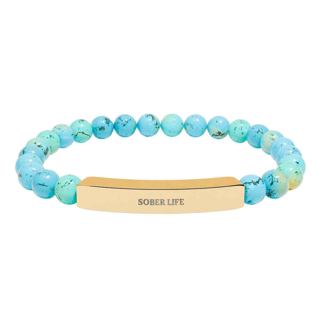 Engravable Natural Stone Stretch Bar Bracelet – Personalized Beaded Bracelet