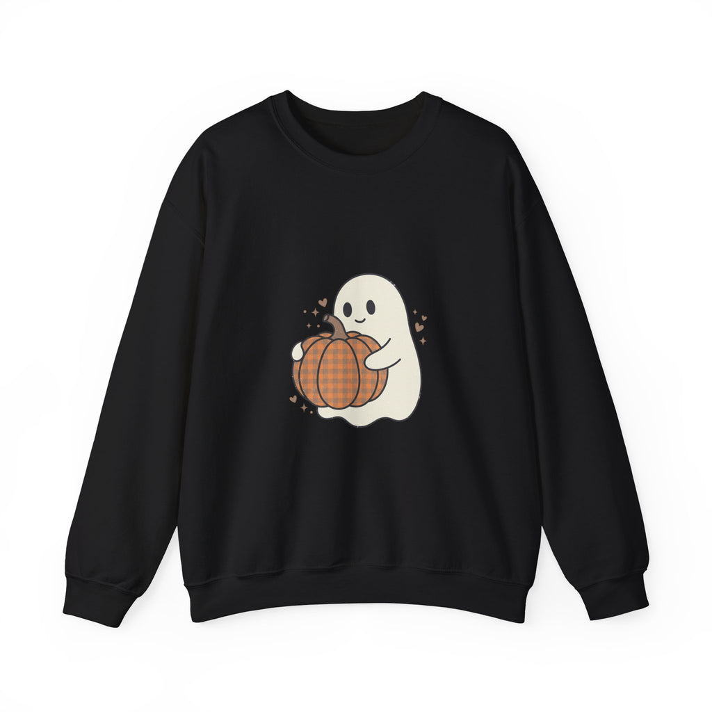 Cute Ghost Holding Pumpkin Sweatshirt | Pumpkin Halloween Fall Aesthetic