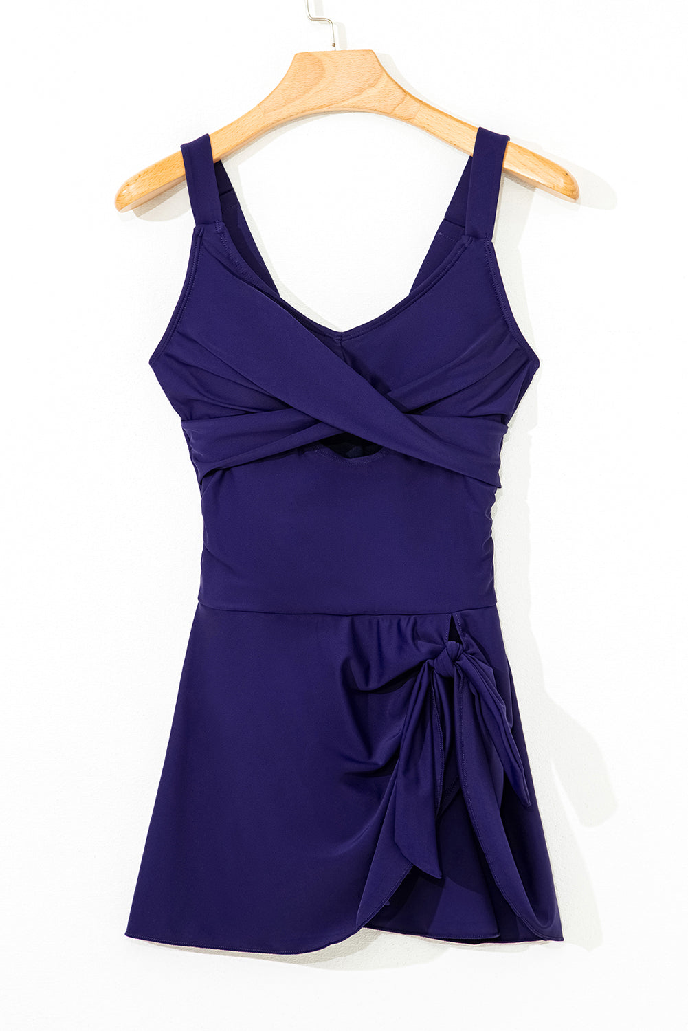 Sea Green Adjustable Straps Cutout Ruched Knot Slit One Piece Swim Dress