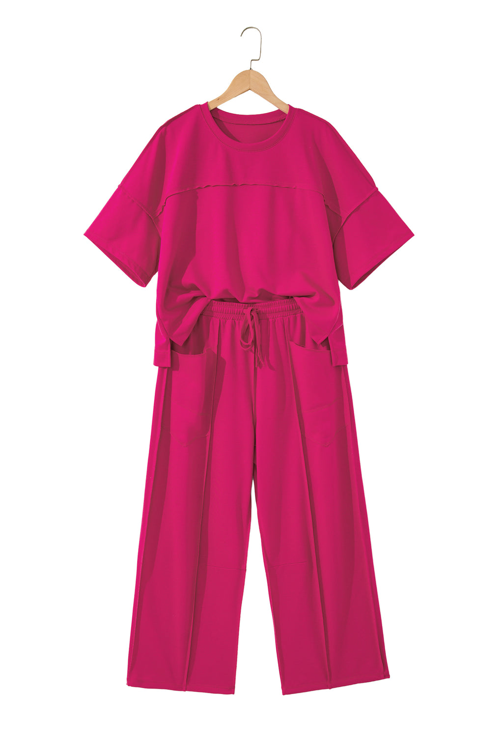 Racing Red Drop Shoulder Boxy Tee and Barrel Pants Set