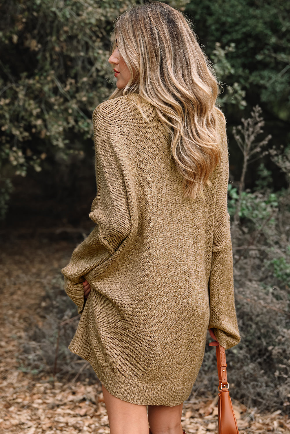 Four Leaf Clover Oversize Drop Shoulder Slouchy Sweater Dress