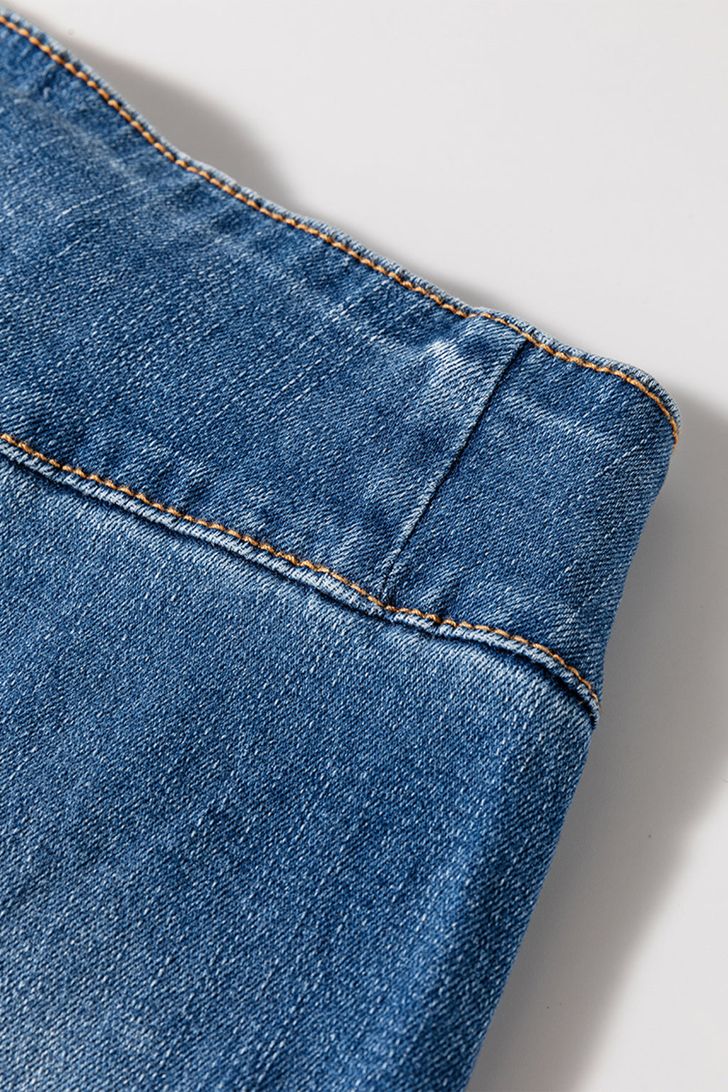 Sail Blue High Waist Button Fly Seamed Raw Hem Flare Jeans